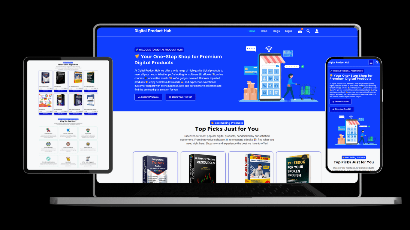 High Converting Digital Product Selling Website Template with 40+ Free Products